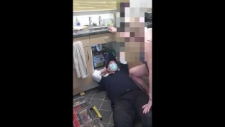 Mature Cheating Wife with Plumber. Footplay, BJ, Rides his Cock and Fucked from Behind